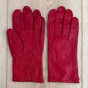 Vintage Grandoe Red Leather Gloves, Size Large, Soft Acrylic Lining